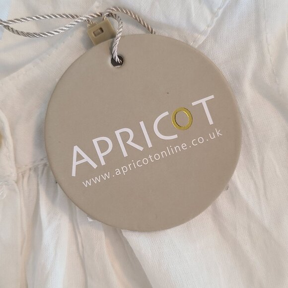 Apricot Broderie Pleat Lace Grandad Collar Oversized Blouse NEW S Cottage - Picture 9 of 9